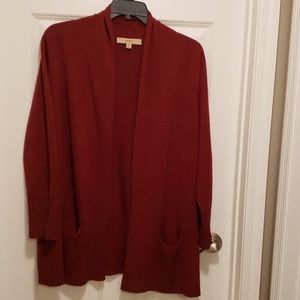 Burgundy open front cardigan